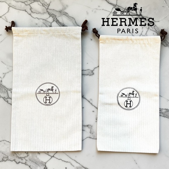 Hermes Handbags - Authentic Hermes Paris Herringbone Dust Bags Set of 2 Drawstring Storage Pouches
